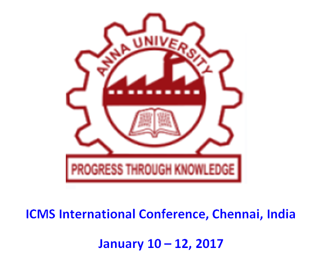 10.-12. January 2017: ICMD - Chennai, India
