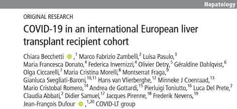 October 2020: First European Prospective Cohort of Liver Transplant Recipients affected by COVID-19